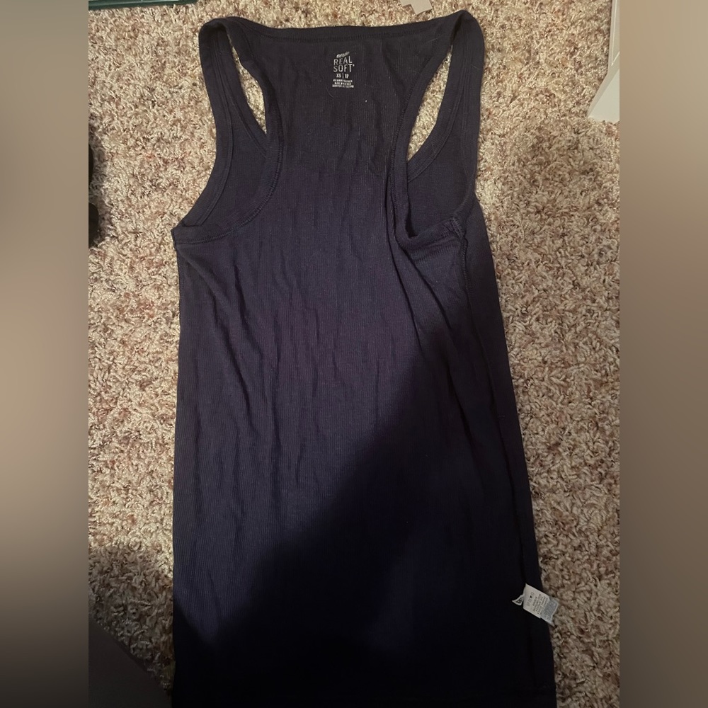 aerie real soft tank top, xs, navy blue